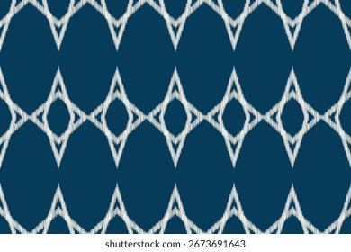 Ethnic Ikat fabric pattern geometric style.African Ikat embroidery Ethnic oriental pattern blue background. Abstract,vector,illustration.Texture,clothing,frame,decoration,carpet,motif.