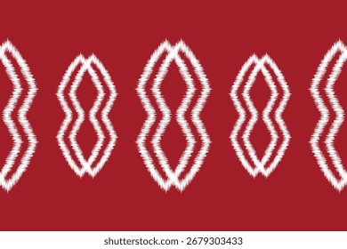Estilo geométrico de patrón de tela Ikat étnico. Bordado rojo africano Ikat Fondo rojo de patrón oriental étnico. Abstractas, Vector, ilustración. Textura, ropa, marco, decoración, alfombra, motivo.