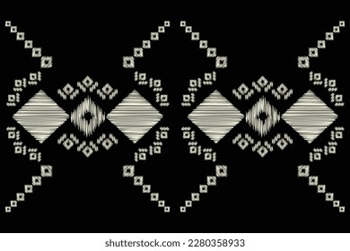 Ethnic Ikat fabric pattern geometric.African Ikat embroidery Ethnic oriental pattern black background. Abstract,vector,illustration.For texture,clothing,wrapping,decoration,carpet.
