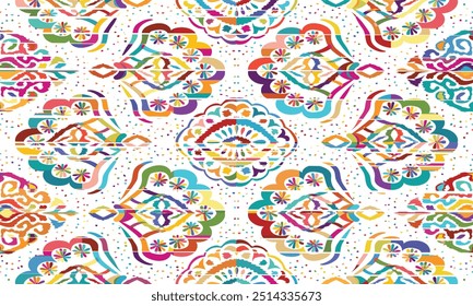 Ethnic ikat floral Ethnic Indian Pattern Ikat pattern Ethnic Pattern."This content was created using vector drawing tools and software, not generated by AI"