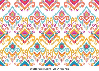 Ethnic ikat floral Ethnic Indian Pattern Ikat pattern Ethnic Pattern."This content was created using vector drawing tools and software, not generated by AI"