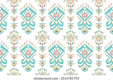 Ethnic ikat floral Ethnic Indian Pattern Ikat pattern Ethnic Pattern."This content was created using vector drawing tools and software, not generated by AI"