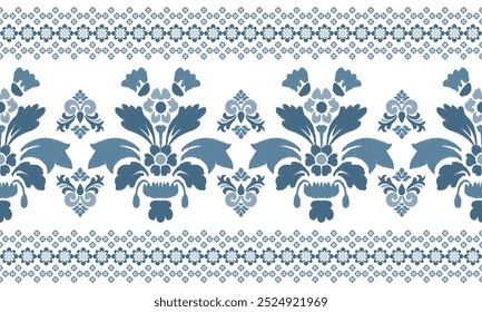 Ethnic ikat floral Ethnic Indian Pattern Ikat pattern Ethnic Pattern. Motifs  boho paisley Floral Ikat pattern embroidery border. Border indian floral Aztec embroidery border seamless patterns.