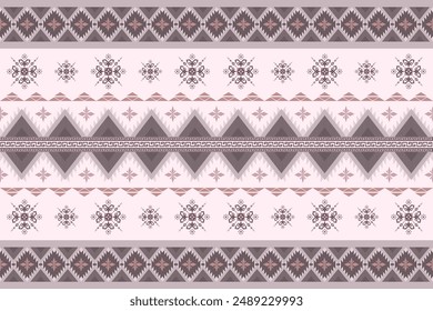 Ethnic Ikat flower abstract geometric oriental vintage pattern. Native geometry cross stitch, knitted texture decoration fabric elements oriental traditional seamless pattern. Aztec, modern, retro.