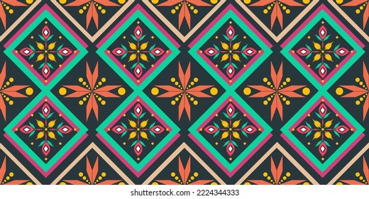 Ethnic. Ikat geometric folklore ornament. Tribal ethnic vector texture. Seamless striped pattern in Aztec style. Figure tribal embroidery. Indian, Scandinavian, Gypsy, Mexican, folk pattern.