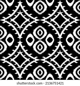 Ethnische Ikat Geometrisches orientalisches Muster auf Stoff in Indonesien und anderen asiatischen Ländern Design für Hintergrund und Tapete. Nahtloses gestreiftes Muster im Stil von Aztec. Folkstickerei.
