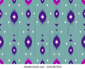 Ethnische Ikat Geometrisches orientalisches Muster auf Stoff in Indonesien und anderen asiatischen Ländern Design für Hintergrund und Tapete. Nahtloses gestreiftes Muster im Stil von Aztec. Folkstickerei.