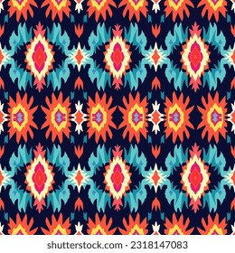 Ethnic ikat Indian seamless pattern. Ornate elegant luxury vintage retro modern style. For texture textile background backdrop tile wallpaper carpet.
