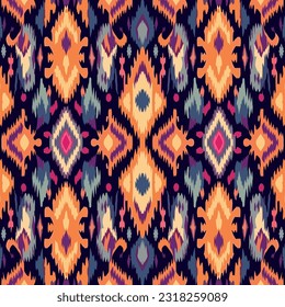 Ethnic ikat Indian seamless pattern. Ornate elegant luxury vintage retro modern style. For texture textile background backdrop tile wallpaper carpet.