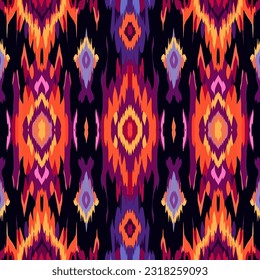 Patrón indio sin fisuras de los ikat étnicos. Elegante estilo retro moderno de lujo original. Para la alfombra de fondo textil textil de textura de fondo de papel tapiz.