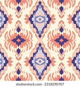 Ethnische Ikat Indische nahtlose Muster. Ornate elegante Luxus-Vintage Retro modernen Stil. Für Textur-Stoffhintergrund, Fliesenhintergrund, Teppichboden.