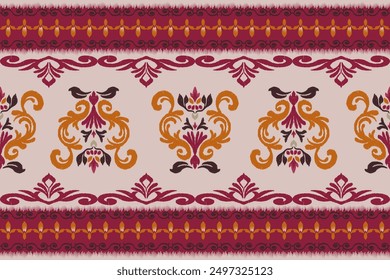 Ethnic ikat lgeometric folklore ornament. Tribal ethnic vector texture. Seamless striped pattern in Aztec style. Figure tribal embroidery. Indian, Mexican, folk pattern.ikat pattern design for decoret