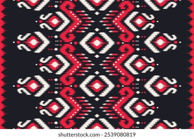 Étnica Ikat padrão oriental sem emenda. Estilo tribal desenhado à mão lindo padrão de tapete. para tecido, têxtil, tapete, roupas, batik, motivo.