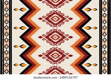 Ethnic Ikat pattern Abstract art. pattern wallpaper folk embroidery. Aztec geometric art ornament print. Design for carpet, cover wallpaper, wrapping, fabric, clothing, fashion item.