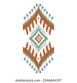 Ethnic Ikat pattern art. American, Mexican style. White background. Aztec tribal ornament print. Design for fabric, clothing, textile, logo, symbol.