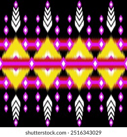 Padrão étnico ikat belo padrão, estilo de moda, arte geométrica azteca ornamento print.étnica abstrata art.Seamless fabric.design para tecido, tapete, roupas, papel de parede.