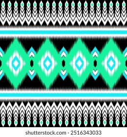 Patrón étnico ikat hermoso patrón, estilo de moda, impresión de ornamento de arte geométrico azteca. arte abstracto étnico. Tela sin costuras. diseño para tela, alfombra, ropa, Fondo de pantalla.