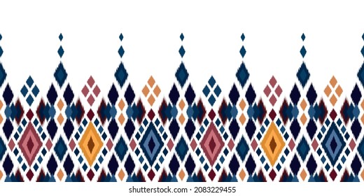 Ethnic Ikat pattern. Geometric. Ikkat pattern. Diamond shape. Folklore ornament. Ikkat.  Abstract beautiful art. Tribal ethnic texture. Spanish motif on the carpet. Aztec style. Indian rug. Gypsy
