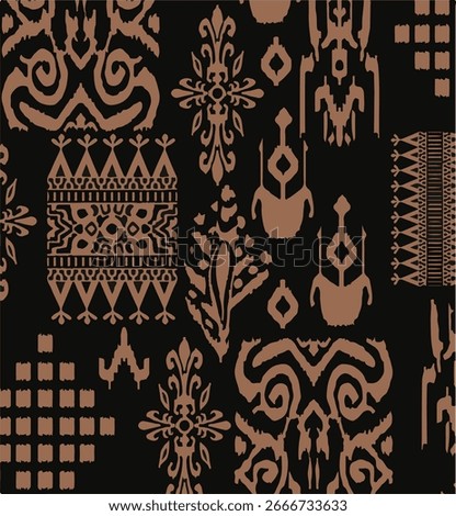 ethnic ikat pattern for print, fabric, wallpaper, background, scarfs, background. Ethnic traditional orientation tribal seamless pattern. Moroccan, Batik, Indian, Tribal, Indonesian. Textile