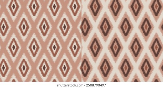 Padrão de ikat étnico. primavera simples vermelho, tema marrom multi cor inversa usado dois design de padrão. Textura de fundo de design geométrico em estilo nativo americano, mexicano, africano, retro.