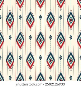 Diseño geométrico tradicional del patrón étnico ikat para el Fondo de pantalla, fondo, alfombra, batik, tela, ropa, envoltura, Ilustración vectorial.