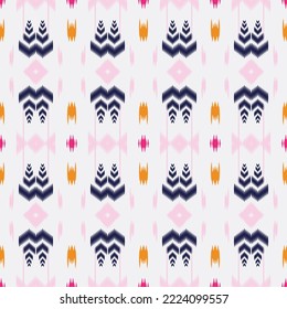 Ethnic ikat print batik textile seamless pattern digital vector design for Print saree Kurti Borneo Fabric border brush symbols swatches party wear