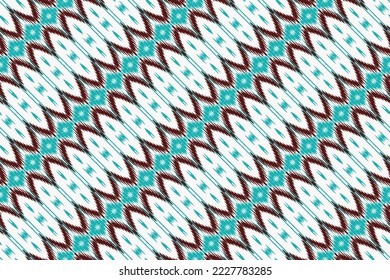 Ethnic ikat print batik textile seamless pattern digital vector design for Print saree Kurti Borneo Fabric border brush symbols swatches cotton