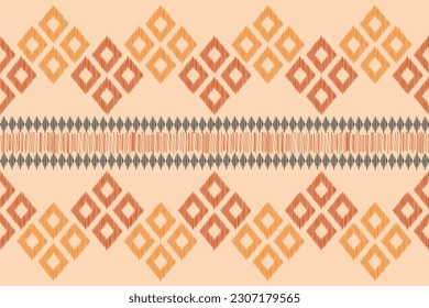 Estilo geométrico del patrón de tela sin costura de Ikat étnico.bordado de Ikat africano Patrón étnico oriental color crema marrón fondo. Resumen,vector,ilustración.Textura,ropa,pañuelo,decoración,alfombra,seda.