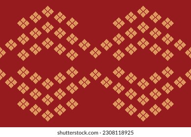 Ethnic Ikat seamless fabric pattern geometric.African Ikat embroidery Ethnic oriental pattern red background. Abstract,vector,illustration.Texture,clothing,scarf,decoration,carpet,wallpaper.