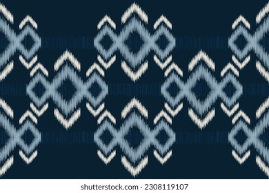 Ethnic Ikat seamless fabric pattern geometric.African Ikat embroidery Ethnic oriental pattern navy blue background. Abstract,vector,illustration.Texture,clothing,scarf,decoration,carpet,wallpaper.