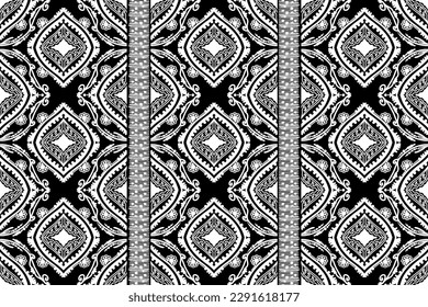 Patrón ininterrumpido de ikat étnico, estilo africano, vector abstracto, bordado de Chevron, bordado de Paisley, patrón aborigen navajo, motivos aztecos y tribales, patrón geométrico, estilo dibujado a mano vectorial.