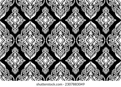 Patrón ininterrumpido de ikat étnico, estilo africano, vector abstracto, bordado de Chevron, bordado de Paisley, patrón aborigen navajo, motivos aztecos y tribales, patrón geométrico, estilo dibujado a mano vectorial.