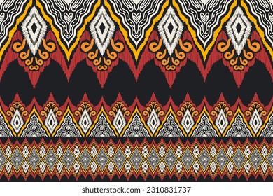 Patrón ininterrumpido de ikat étnico, estilo africano, vector abstracto, bordado de Chevron, bordado de Paisley, patrón aborigen navajo, motivos aztecos y tribales, patrón geométrico, estilo dibujado a mano vectorial.