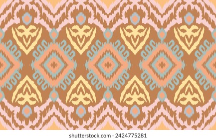 Patrón sin fisuras de ikat étnico, estilo africano, vector abstracto, bordado de Chevron, bordado Paisley.Diseño para fondo, cortina, alfombra, papel pintado, ropa, envoltura, Batik, ilustración vectorial.