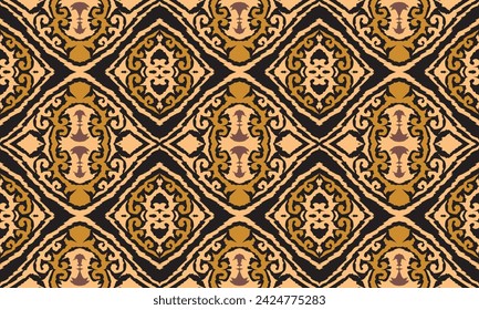 Patrón sin fisuras de ikat étnico, estilo africano, vector abstracto, bordado de Chevron, bordado Paisley.Diseño para fondo, cortina, alfombra, papel pintado, ropa, envoltura, Batik, ilustración vectorial.