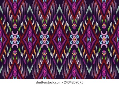 Ethnic ikat seamless pattern, African style, Abstract vector, Chevron embroidery, Paisley colorful, Navajo aboriginal pattern, Aztec and tribal motifs, geometric pattern, Vector hand drawn style.