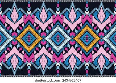 Ethnic ikat seamless pattern, African style, Abstract vector, Chevron embroidery, Paisley colorful, Navajo aboriginal pattern, Aztec and tribal motifs, geometric pattern, Vector hand drawn style.