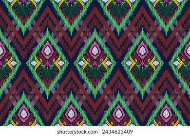 Ethnic ikat seamless pattern, African style, Abstract vector, Chevron embroidery, Paisley colorful, Navajo aboriginal pattern, Aztec and tribal motifs, geometric pattern, Vector hand drawn style.