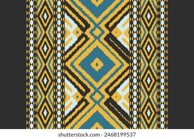 Ethnic Ikat seamless pattern color Background. Geometric Abstract traditional folk antique graphic fabric line. tribal embroidery stitch ikat repeat pattern