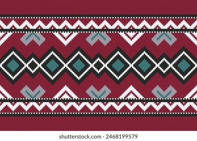 Ethnic Ikat seamless pattern color Background. Geometric Abstract traditional folk antique graphic fabric line. tribal embroidery stitch ikat repeat pattern