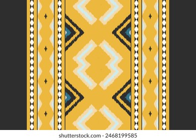 Ethnic Ikat seamless pattern color Background. Geometric Abstract traditional folk antique graphic fabric line. tribal embroidery stitch ikat repeat pattern