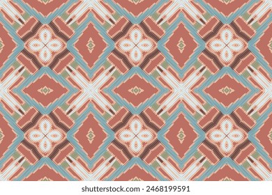 Ethnic Ikat seamless pattern color Background. Geometric Abstract traditional folk antique graphic fabric line. tribal embroidery stitch ikat repeat pattern