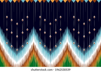 Diseño de patrones sin fisuras de ikat étnico. Moqueta india azteca afroamericana Boho tela nativa de chevron étnico de papel tapiz textil decoración. Fondo de las ilustraciones del vector de textura ornamenta de Mandala.