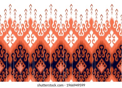 Ethnic ikat seamless pattern design. Geometric native tribal boho fabric carpet mandalas African American Indian chevron textile for fabric prints. Ikat vector illustrations folklore  kente.