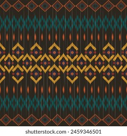 Ethnic ikat seamless pattern design. Tribal turkey African Indian traditional embroidery vector background. Aztec fabric carpet mandala ornament chevron textile decoration wallpaper
