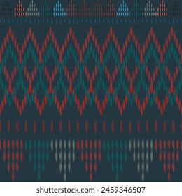 Ethnic ikat seamless pattern design. Tribal turkey African Indian traditional embroidery vector background. Aztec fabric carpet mandala ornament chevron textile decoration wallpaper