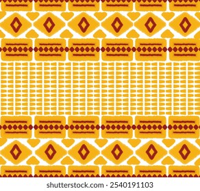 Ethnic ikat seamless pattern design. Tribal turkey African Indian traditional embroidery vector background. Aztec fabric carpet mandala ornament chevron textile decoration wallpaper