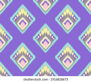 Patrón inquebrantable de los ikat étnicos para el diseño de tejidos, ideas de decoración casera. Azteca, boho, geométrico, africano, americano, de moda india. Fondo textil de almohada. Ilustraciones de vectores de chevron ornamentos.