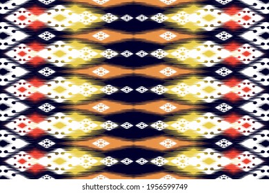 Ethnic ikat seamless pattern. geometric native tribal boho aztec fabric carpet mandalas african american pattern textile for fabric cotton silk curtain pillow mask bag shirts. Ikat vecter illustration