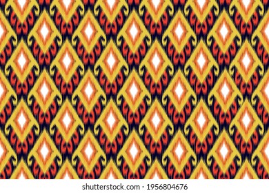Ethnische Kat nahtlose Muster. geometrische, einheimische Stamm boho aztec Stoffteppich mandalas afrikanische amerikanische Muster Textilien für Gewebe Baumwolle Seidenvorhang Kissen Maske Tüten Shirts. Ikat-Vektorgrafik